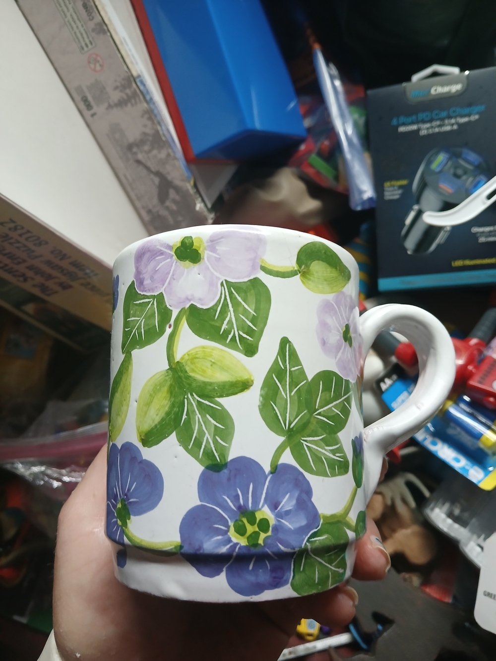 hand-painted ceramic mug featuring a white stepped silhouette M/M Portugal